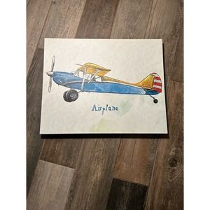 Airplane picture canvas for boys room or nursery.